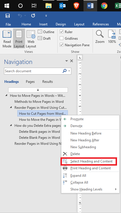 shortcut for new page in word mac